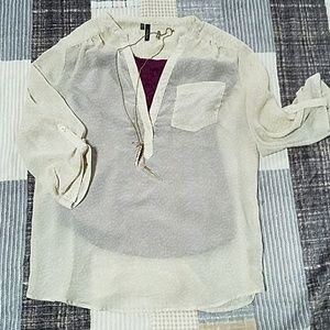 Cream and tan sheer tunic